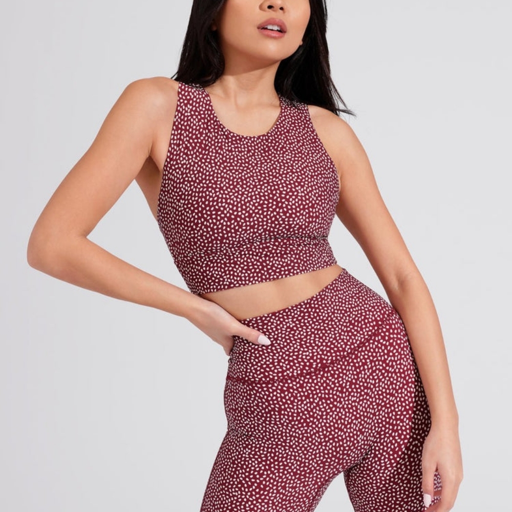 Buff Bunny Rosa Sports Bra in Vineyard Dark Red Bossy Print